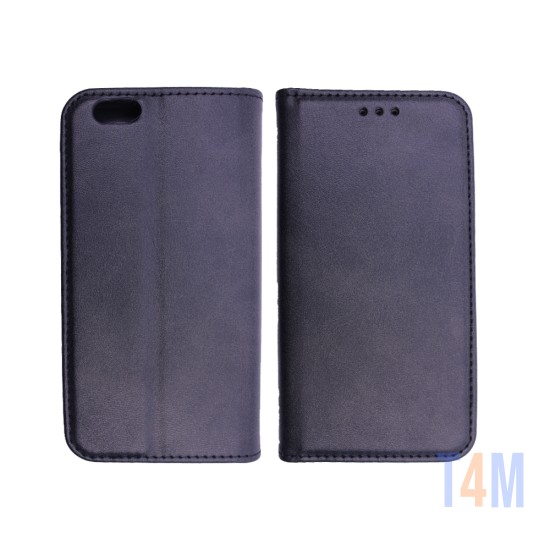 Funda Abatible de Cuero con Bolsillo Interno para Apple iPhone 6G Negro